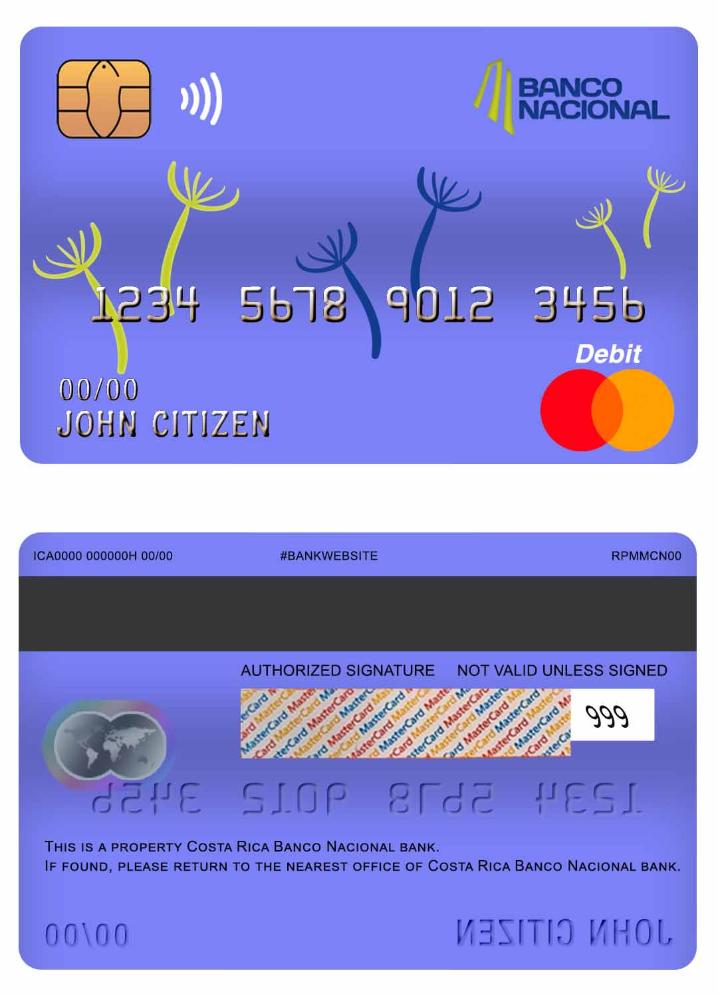 Costa Rica Banco Nacional bank master debit card